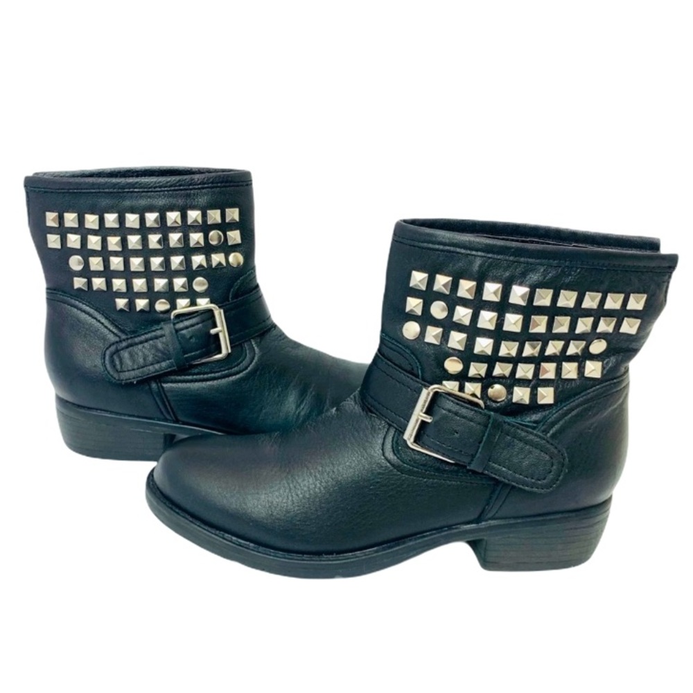 Steve Madden Black Outtlaww Leather Studded Boots